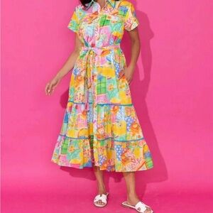 NWT Alden Adair Rachel Van Gogh Maxi Dress Colorful Multi Summer Size Small